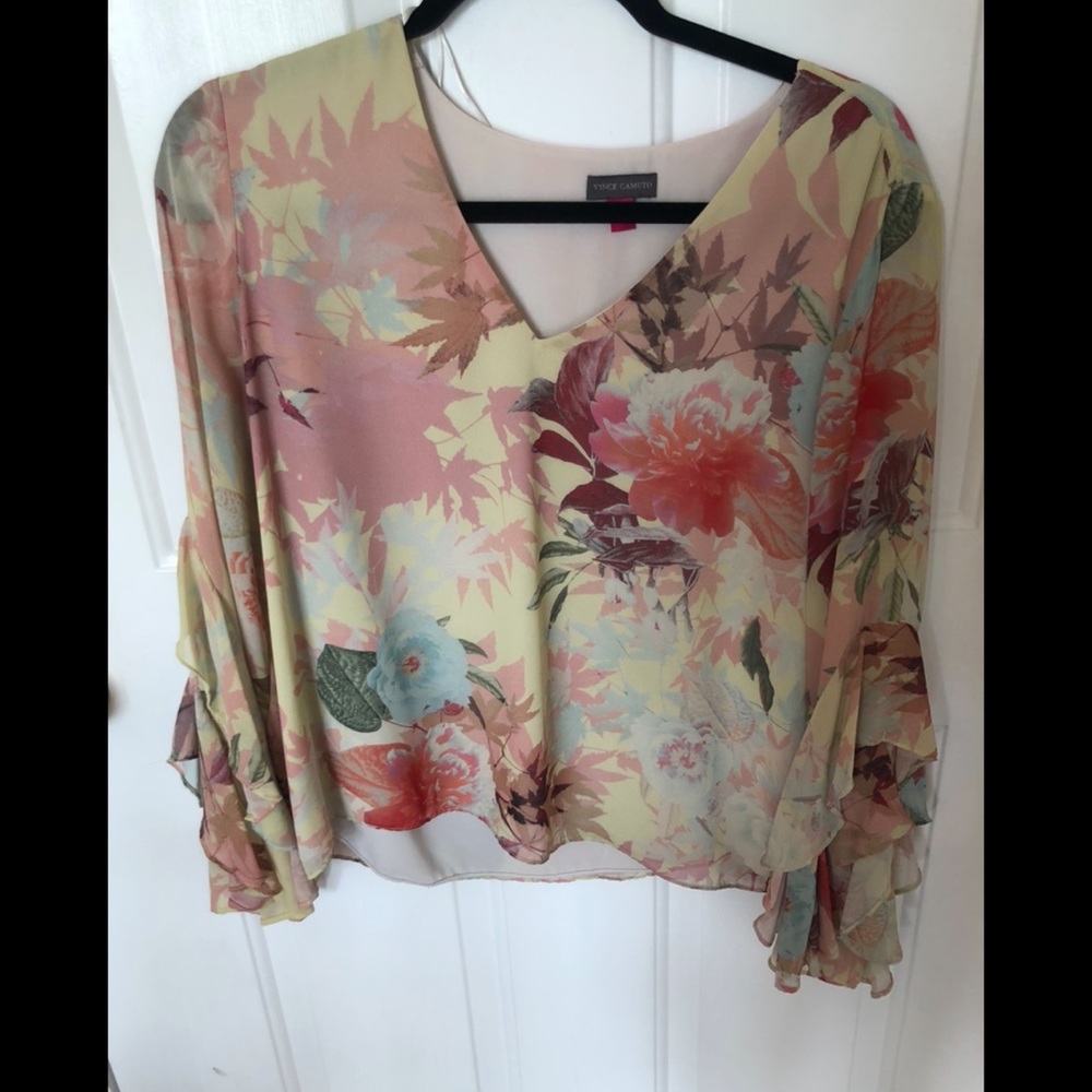 Vince Camuto Ruffle Sleeve Floral Blouse